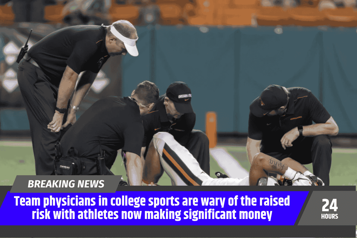 Team physicians in college sports are wary of the raised risk with athletes now making significant money